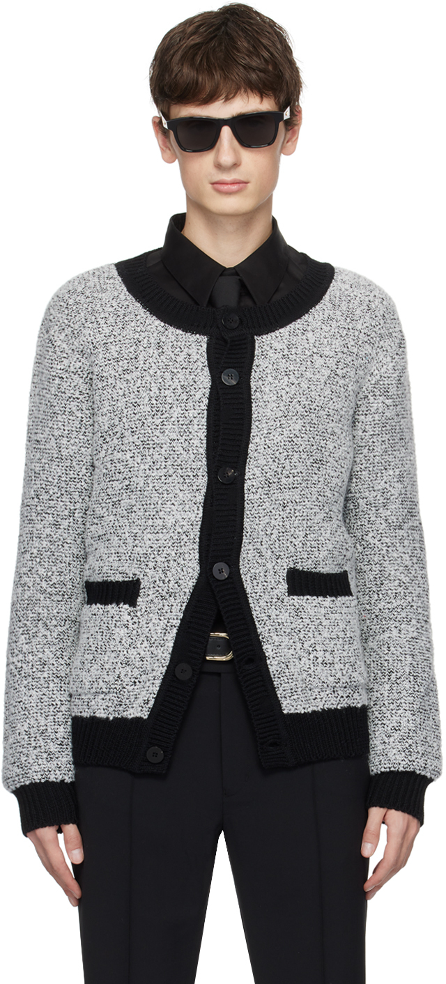 ERNEST W BAKER BLACK & WHITE CREWNECK CARDIGAN