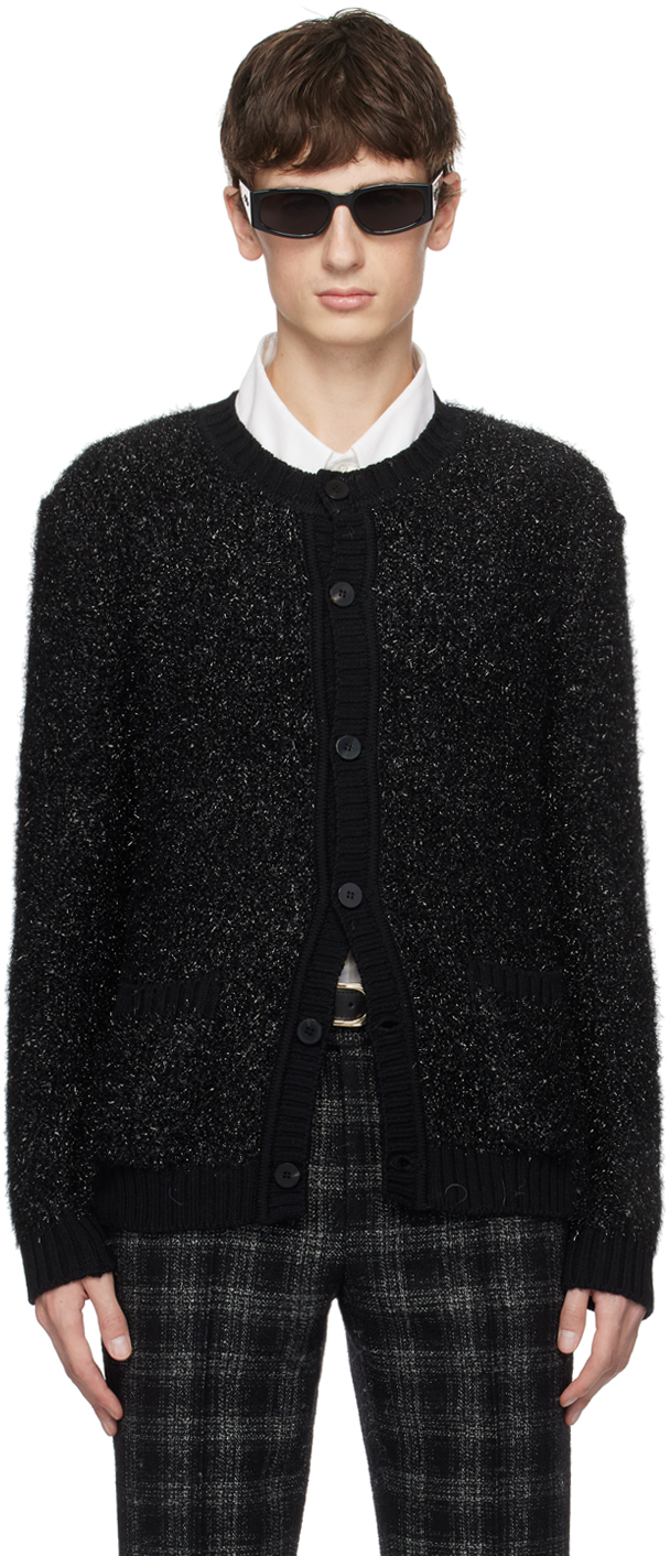 Black Crewneck Cardigan by Ernest W. Baker on Sale