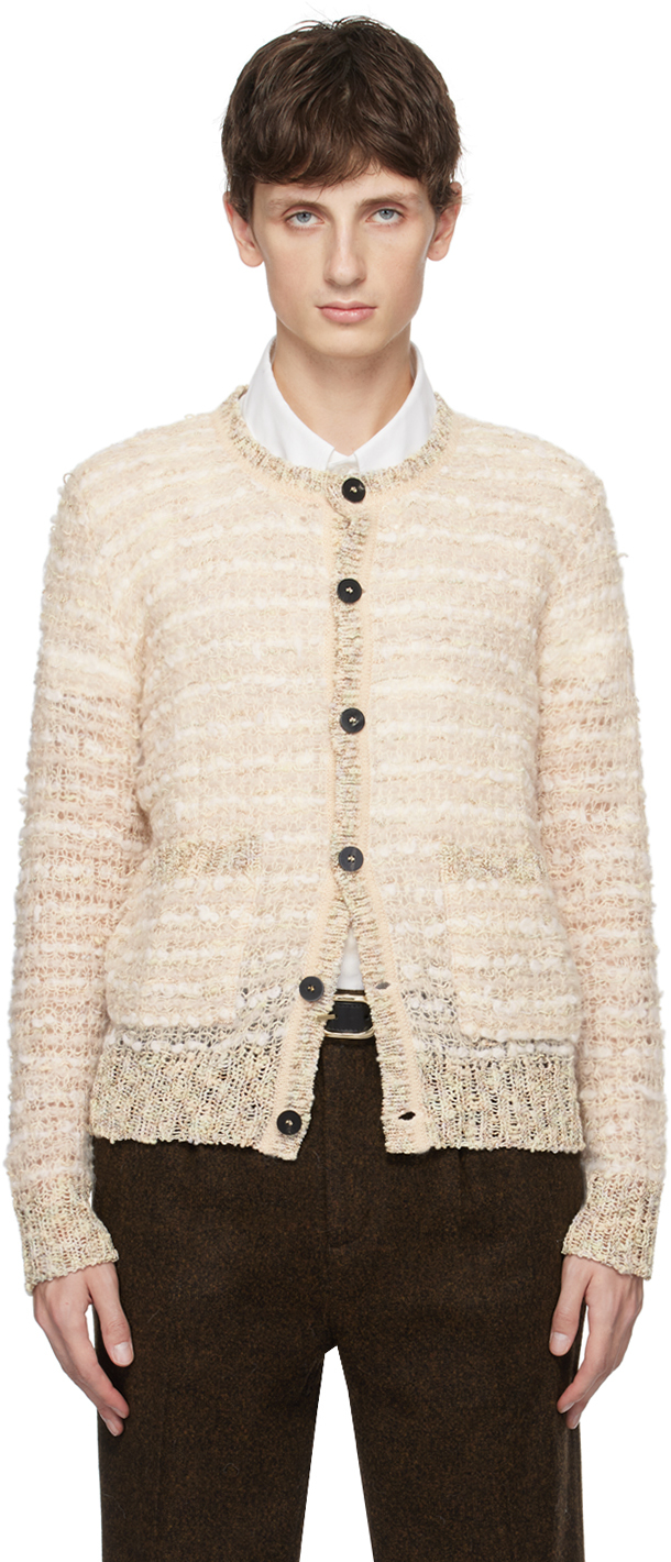 Off-White Crewneck Cardigan by Ernest W. Baker on Sale