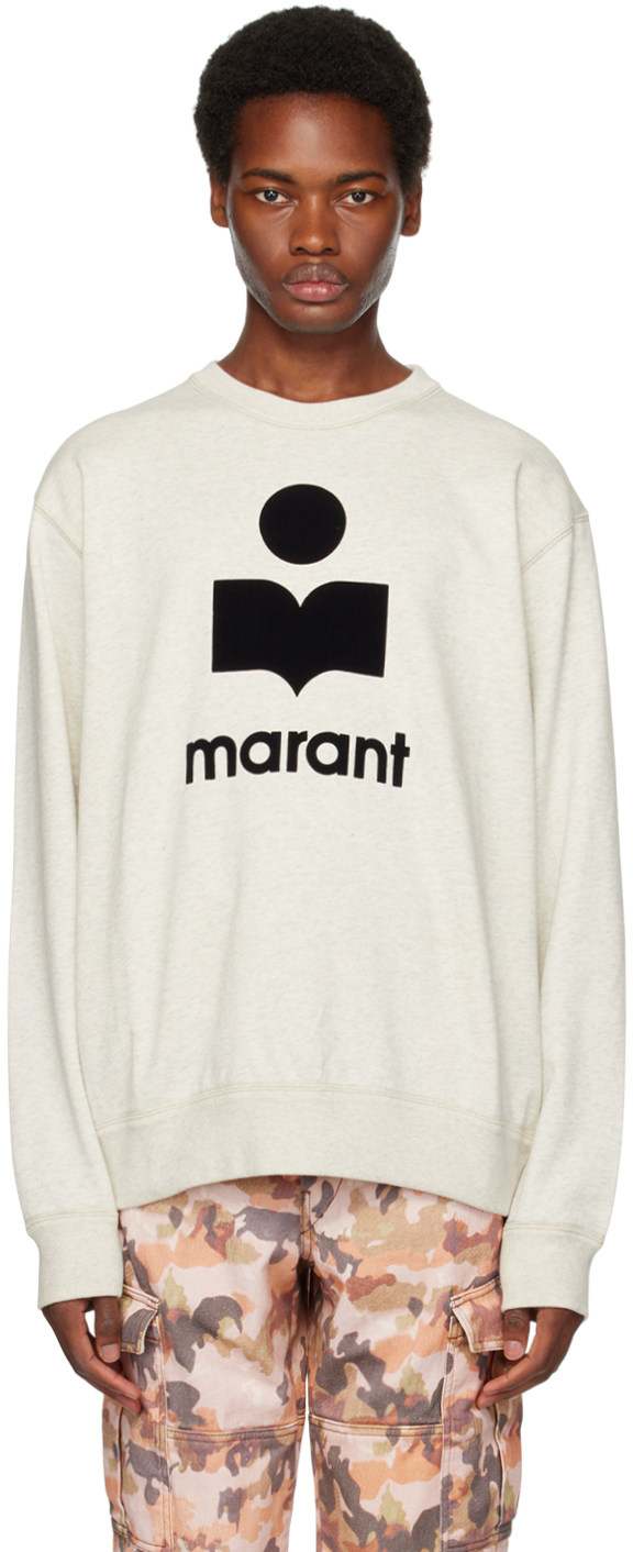 Shop Isabel Marant Off-white Flocked Sweatshirt In 23ec Ecru