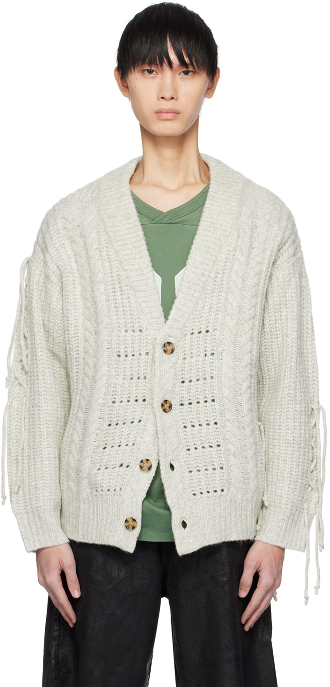 Gray Lace-Up Cardigan