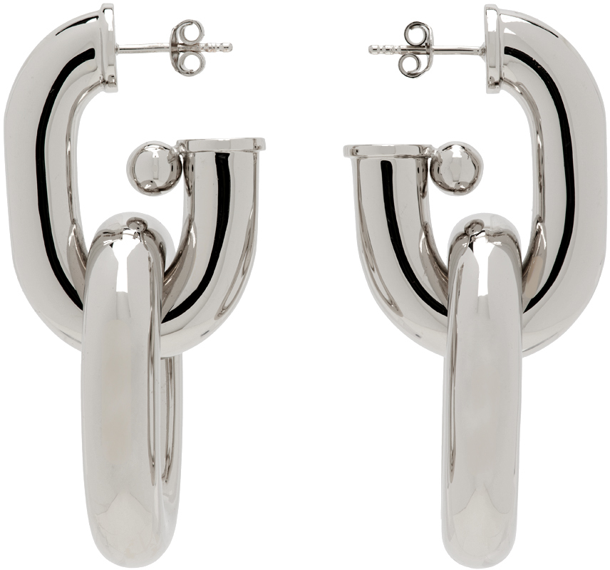 Paco Rabanne Silver Xl Double Link Earrings In P040 Silver