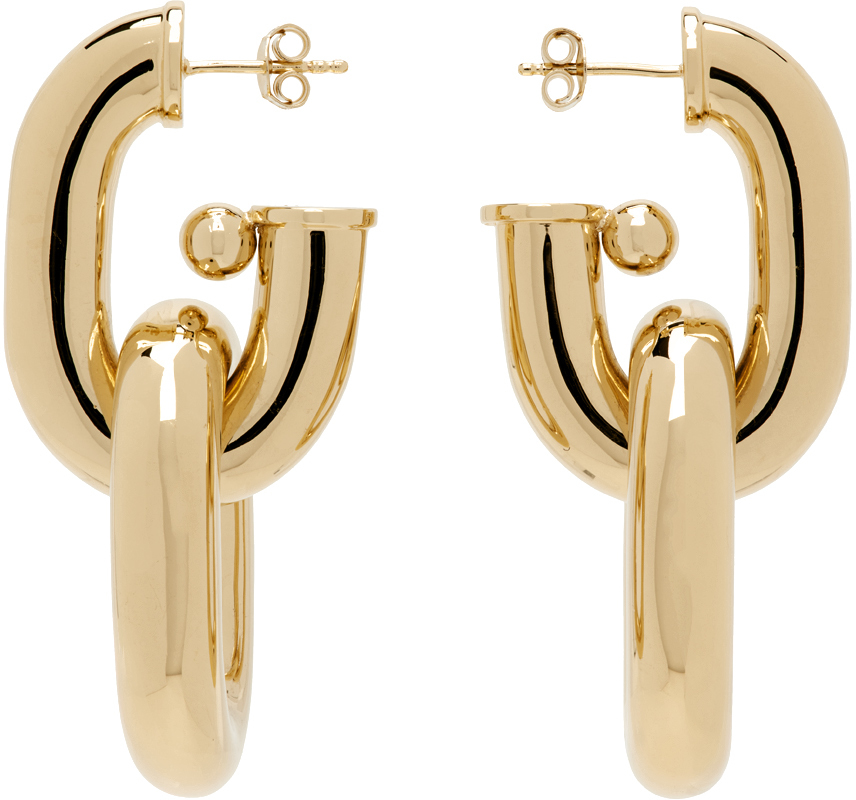 Rabanne Gold Xl Double Link Earrings In P710 Gold