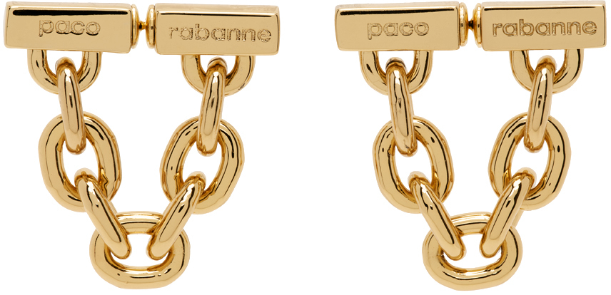 Rabanne Gold Chain Link Earrings In P710 Gold