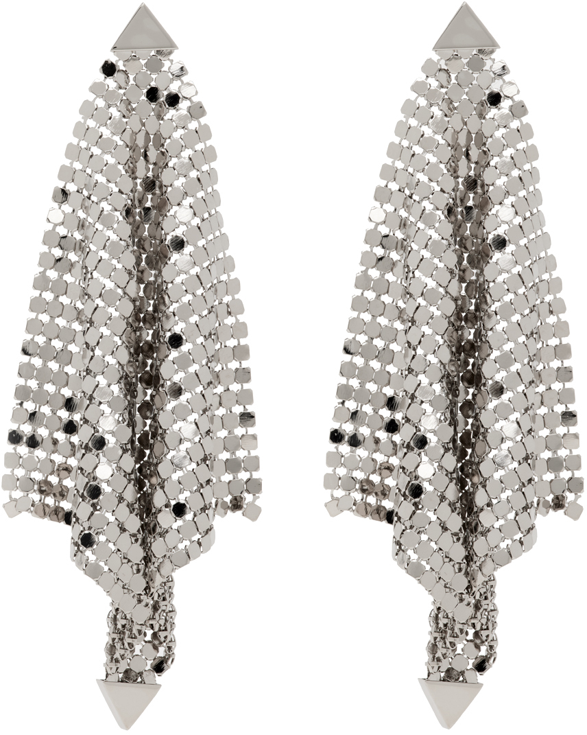 Rabanne Silver Flexible Mesh Earrings In P040 Silver