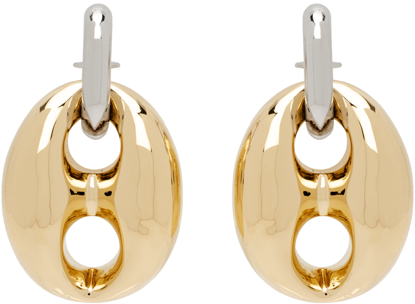 Shop Rabanne Gold & Silver Eight Chunky Earrings In M715 Gold / Silver