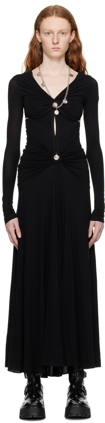 Robe Noire Chic Avec Anneaux Dorés - SC Fashion Taille S - Occasion Très Bon État