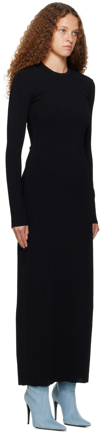 Rabanne All Over Perforated Logo Knit Long Dress In P001 Black
