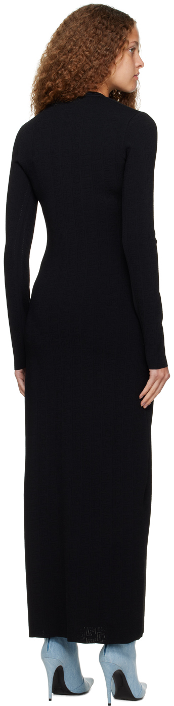 Rabanne All Over Perforated Logo Knit Long Dress In P001 Black