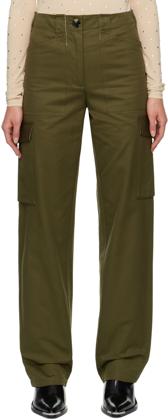 Shop Rabanne Khaki Cargo Pocket Trousers In P303 Kaki