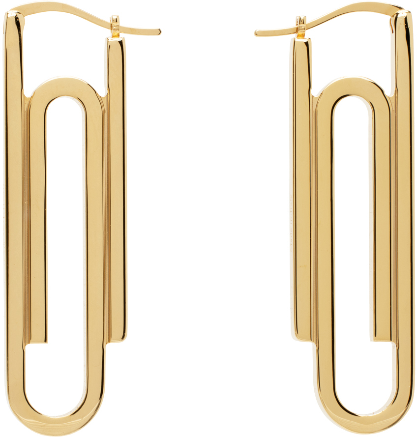 Off-White Gold Paperclip Earrings