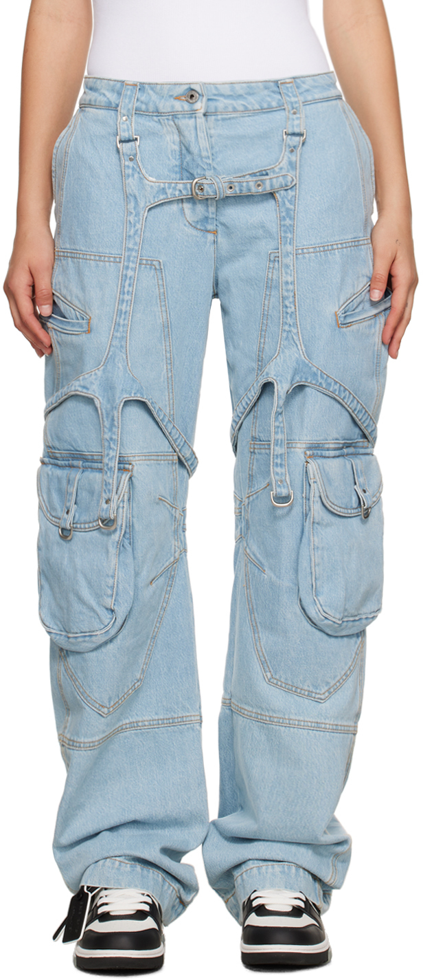 Off-white Blue Harness Jeans In Light Blue