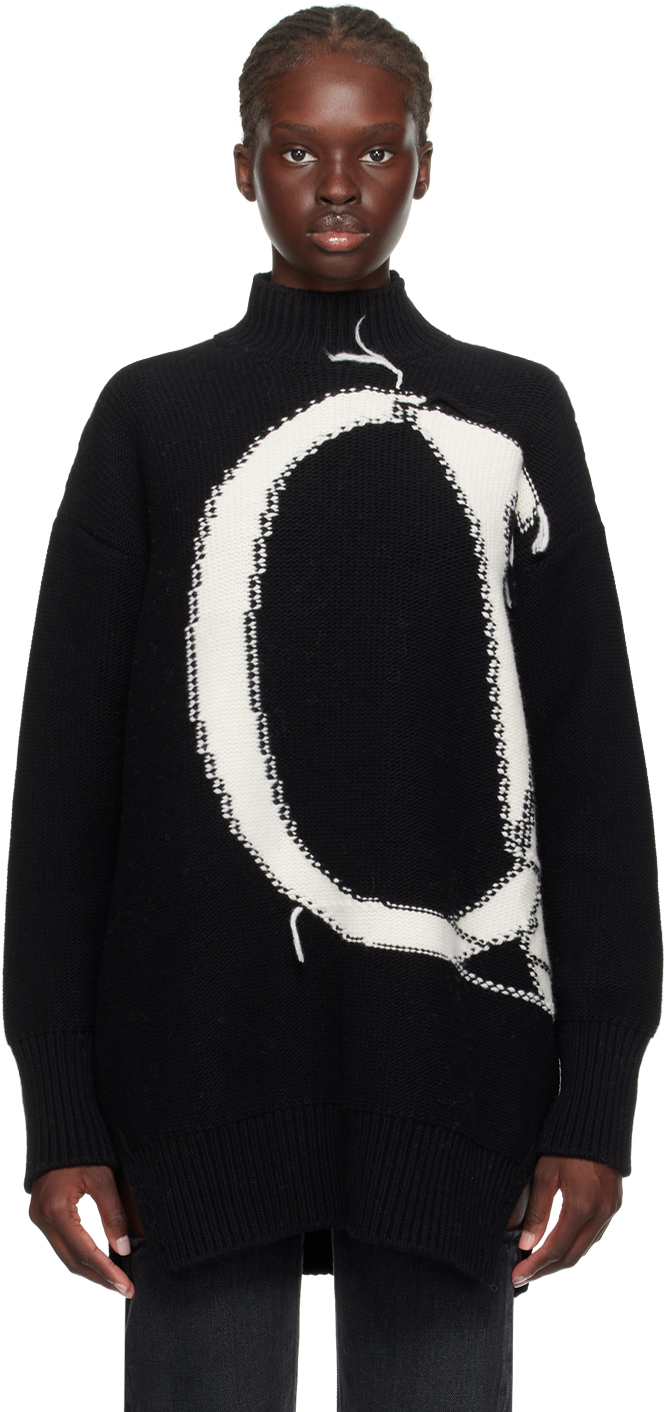 Shop Off-white Black Loose Thread Sweater In Black White