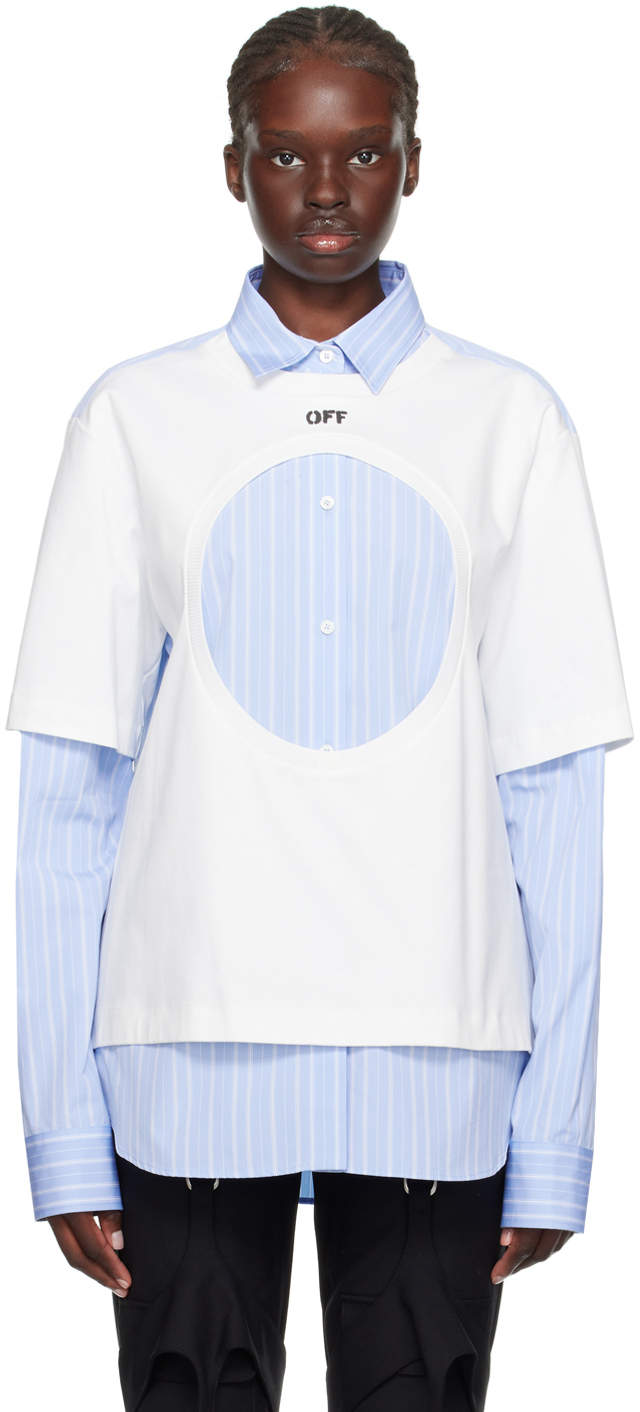 Off-White: White & Blue Meteor Shirt | SSENSE