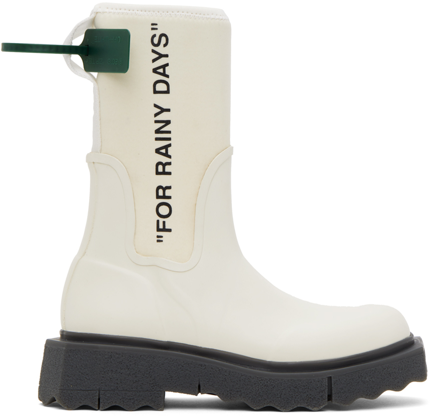 Shop Off-white Sponge Rain Boots In White Black