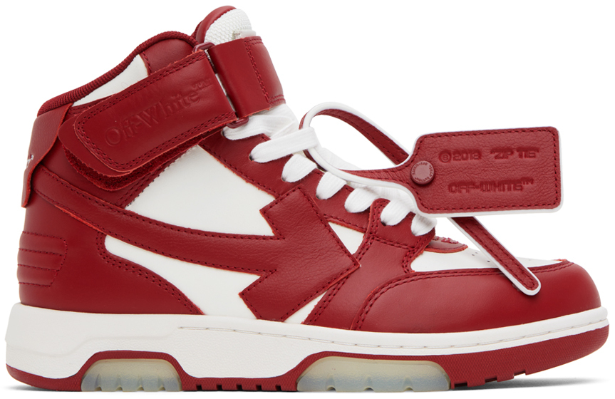 Off-white Out Of Office Mid Top Sneakers - Leather - White/red