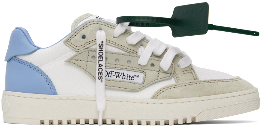Shop Off-white White & Gray 5.0 Off Court Sneakers In White Light Blue