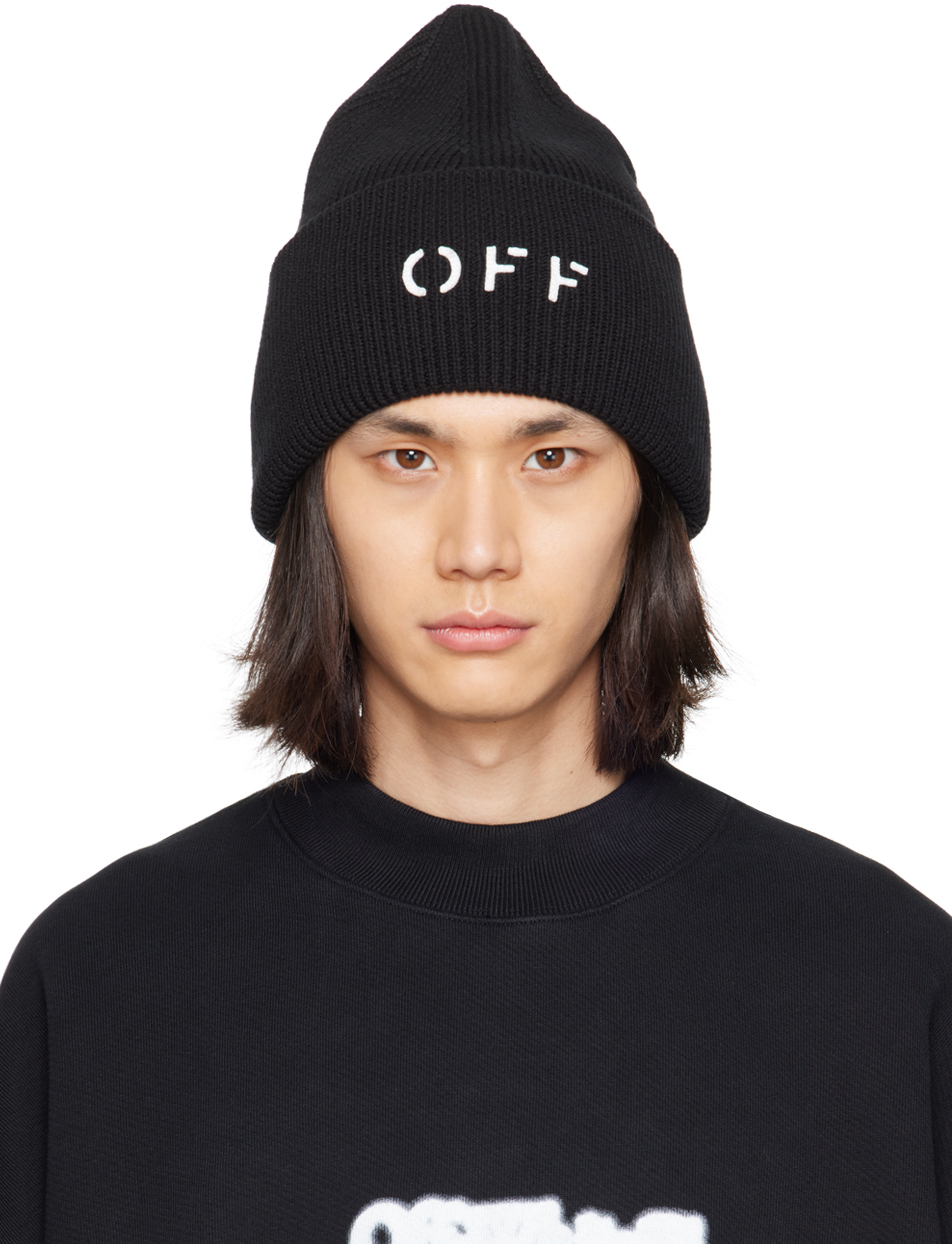 Off-white Off Stamp Loose Knit Beanie Black White