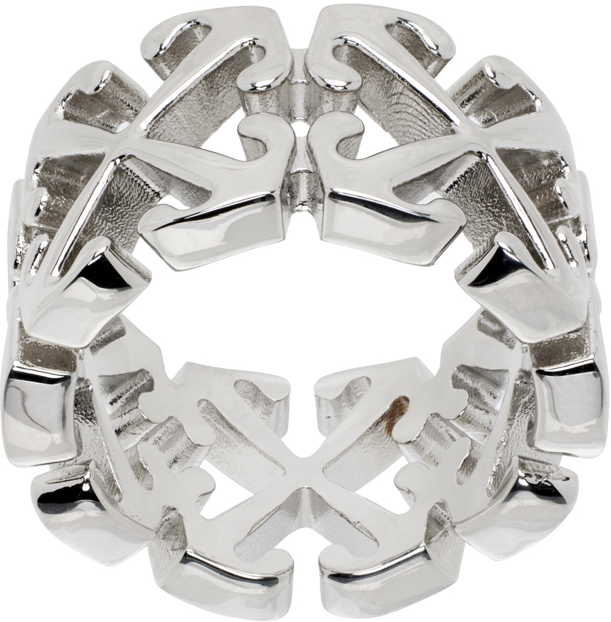 Silver Multi Arrow Ring by Off White on Sale