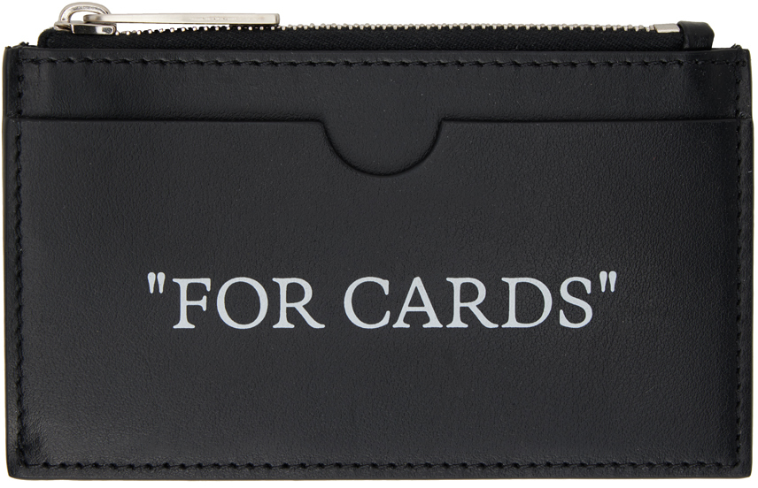Shop Off-white Black Quote Bookish Zipped Card Holder In Black Whit