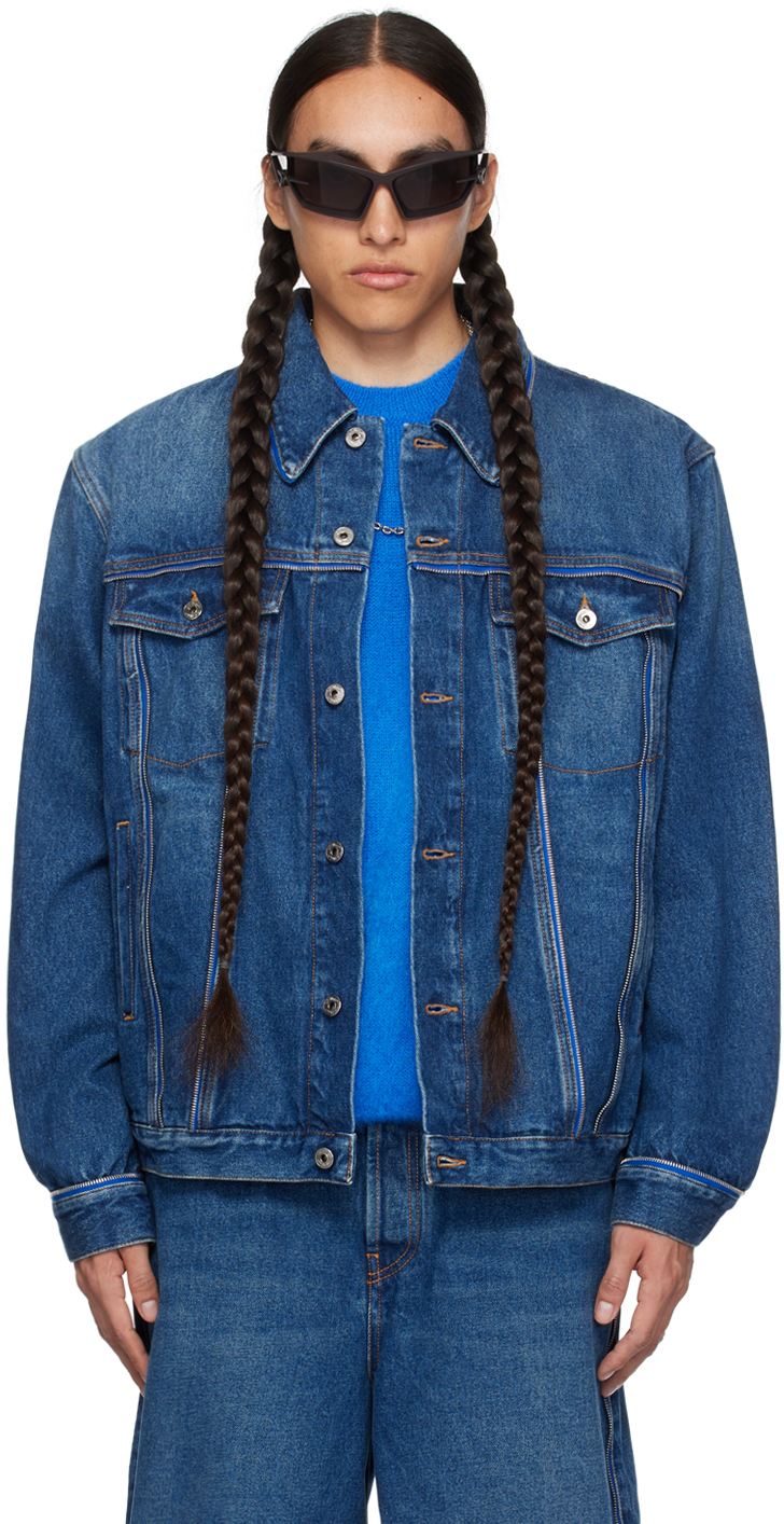 Blue Zip Denim Jacket by Off-White on Sale