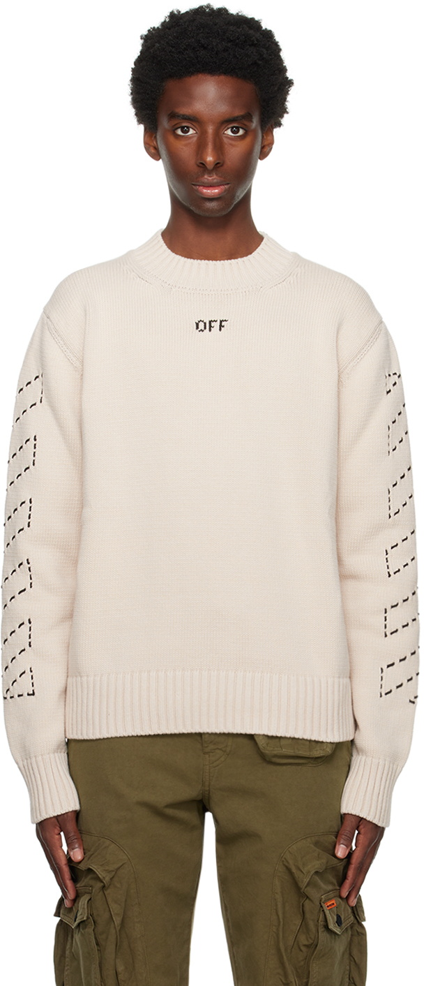 Off-White Beige Arr Diags Sweater