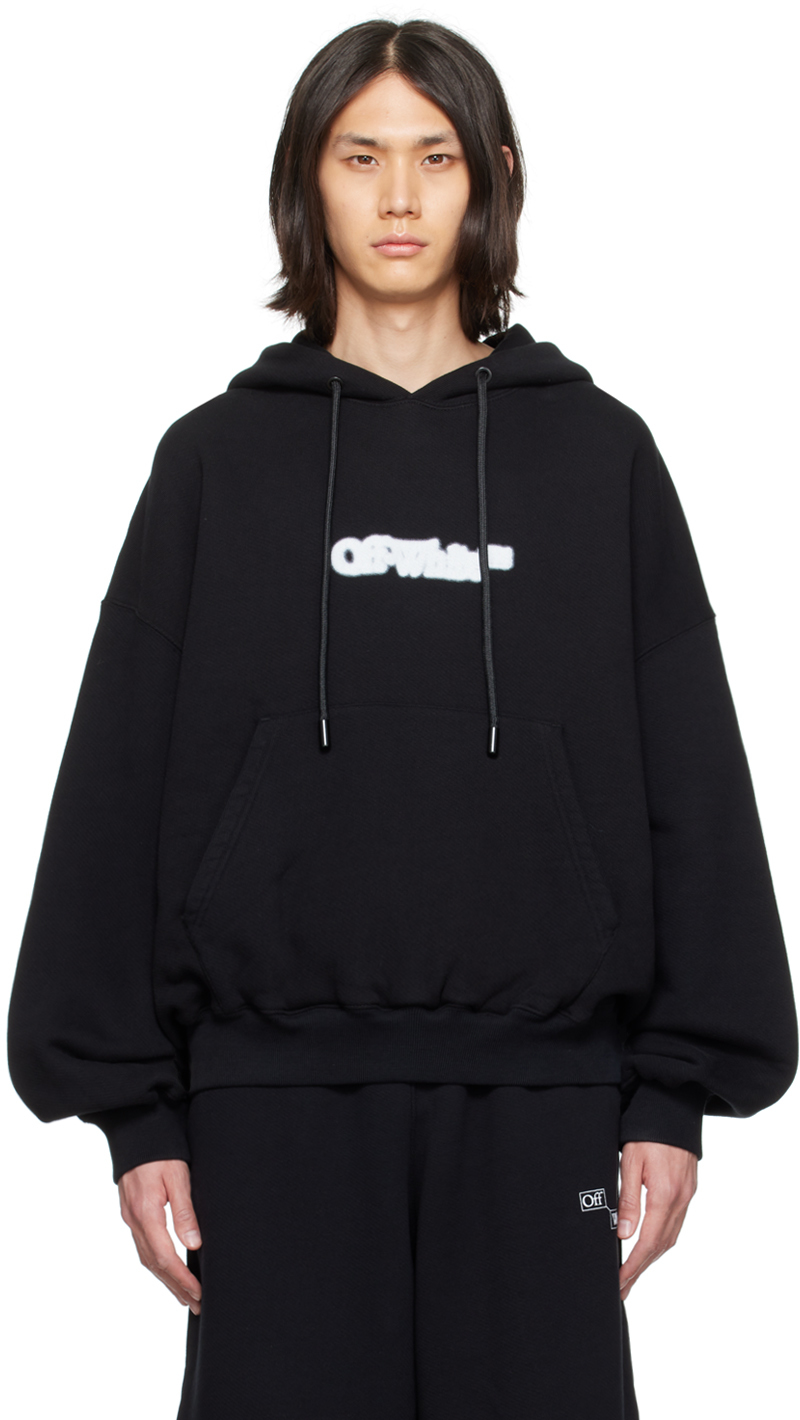 Shop Off-white Black Blurr Book Over Hoodie In Black White