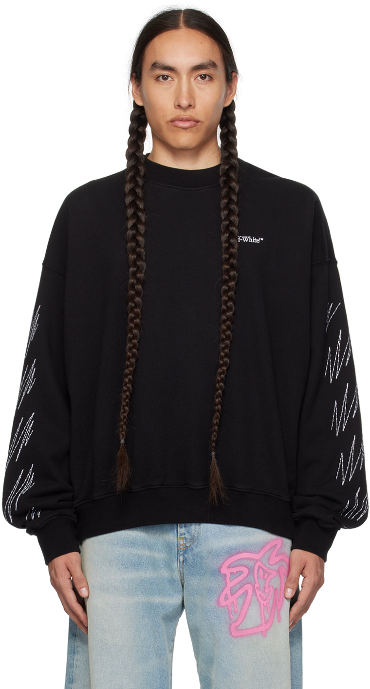 【関税込み】Off-White ブラック Stitch Diag スウェットシャツ Off-Whiteのブラック Stitch Diag スウェットシャツがセール中