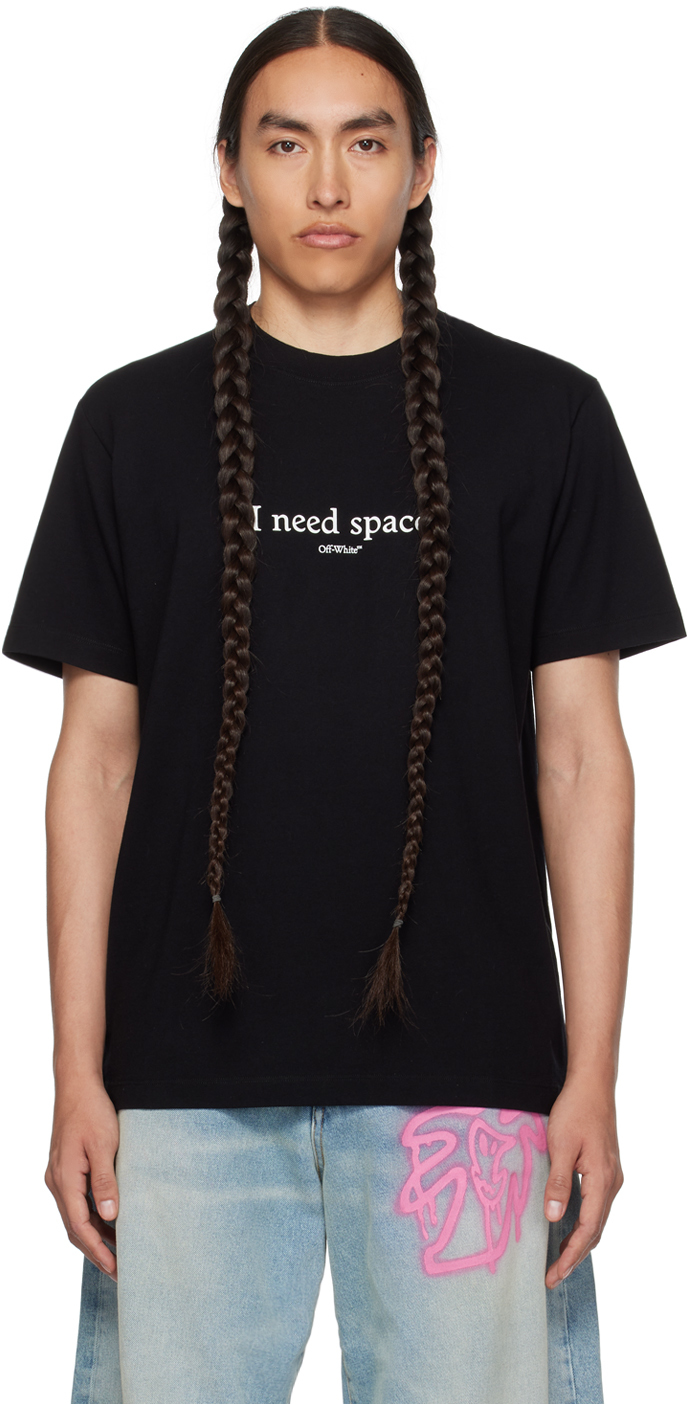 Shop Off-white Black 'give Me Space' T-shirt In Black White