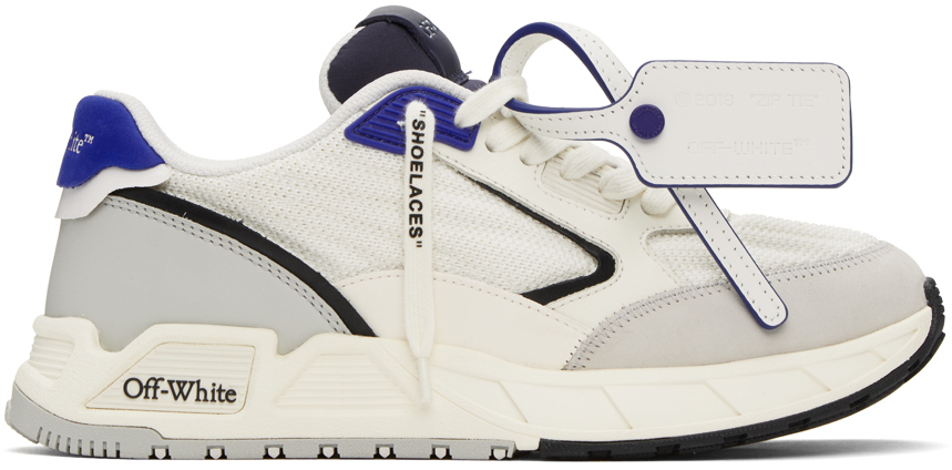 Shop Off-white White & Gray Kick Off Sneakers In White Navy Blue