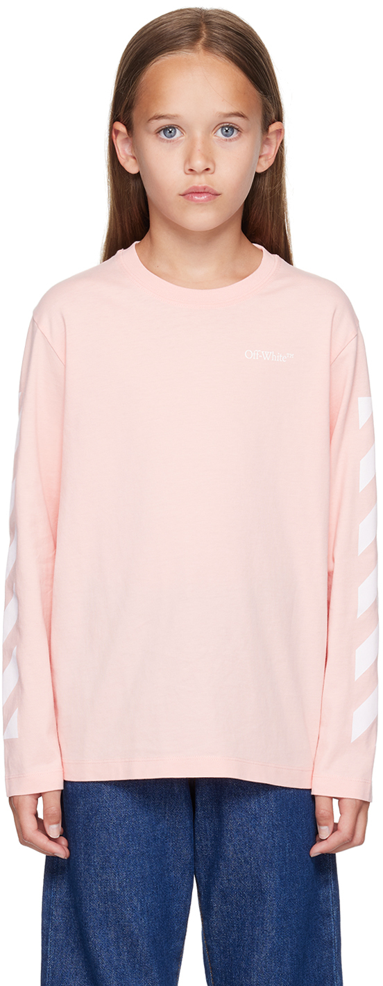 Off-white Kids Pink Classic Arrow Long Sleeve T-shirt In Pink White