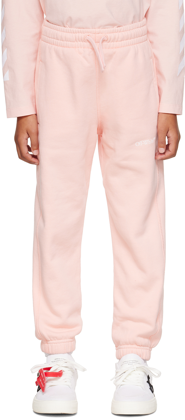 Off-white Kids Pink Bookish Diag Lounge Pants In Pink White