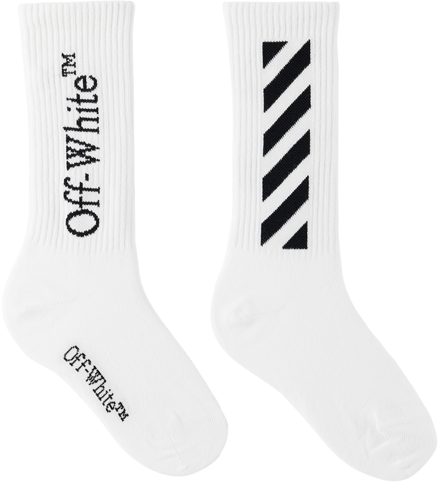Kids White Diagonal Socks by Off-White | SSENSE