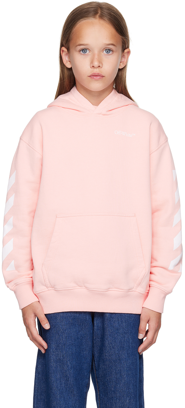 Off-white Kids Pink Classic Arrow Hoodie In Pink White
