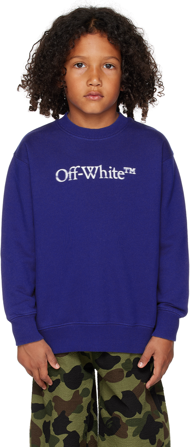 Off-white Kids' Bookish Logo-print Sweatshirt In Blue White