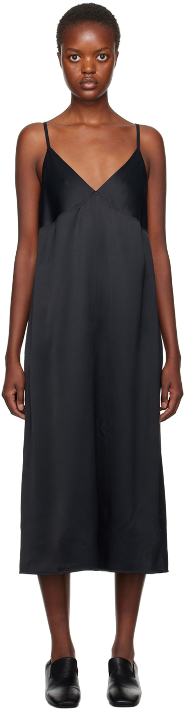 Studio Nicholson Navy Malebo Midi Dress In Darkest Navy