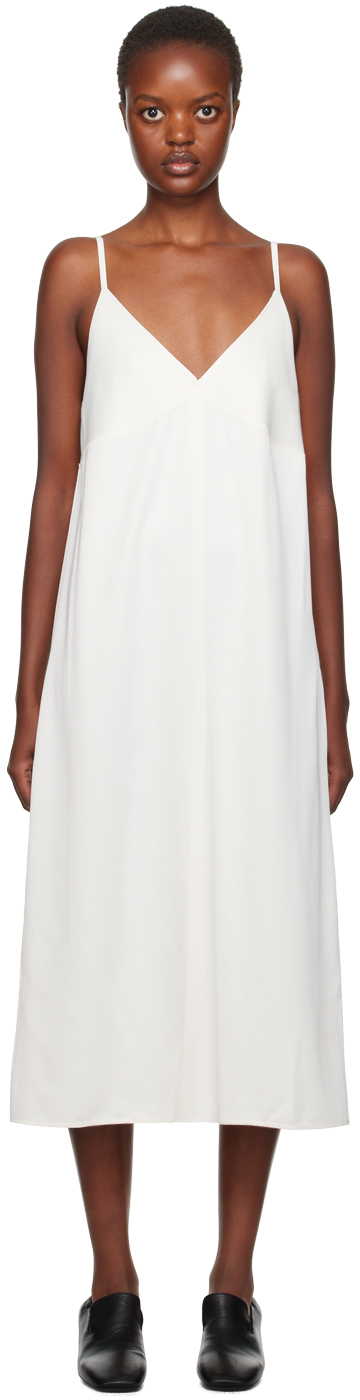 Studio Nicholson Off-white Malebo Midi Dress In Parchment