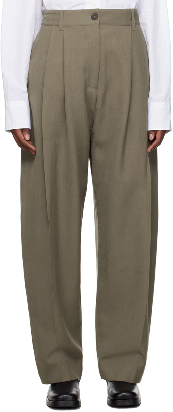 Studio Nicholson: Khaki Acuna Trousers | SSENSE