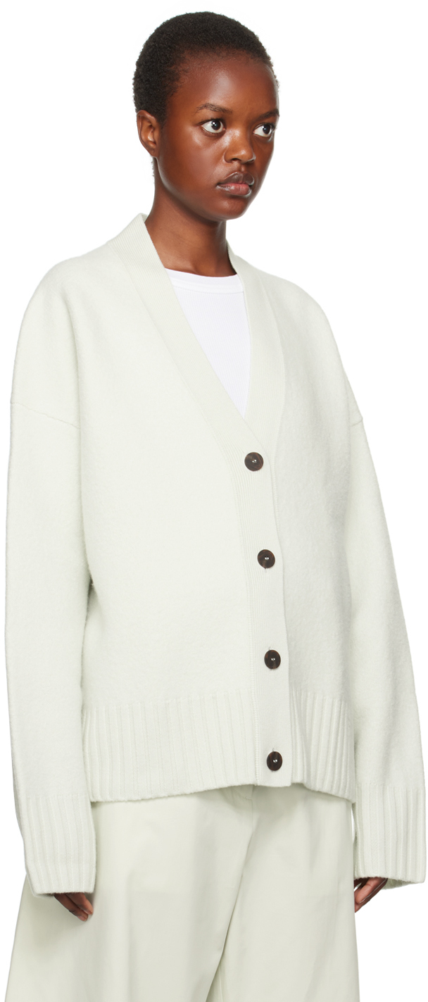 Studio Nicholson Sake V-neck Boiled-wool Cardigan In Waterlily