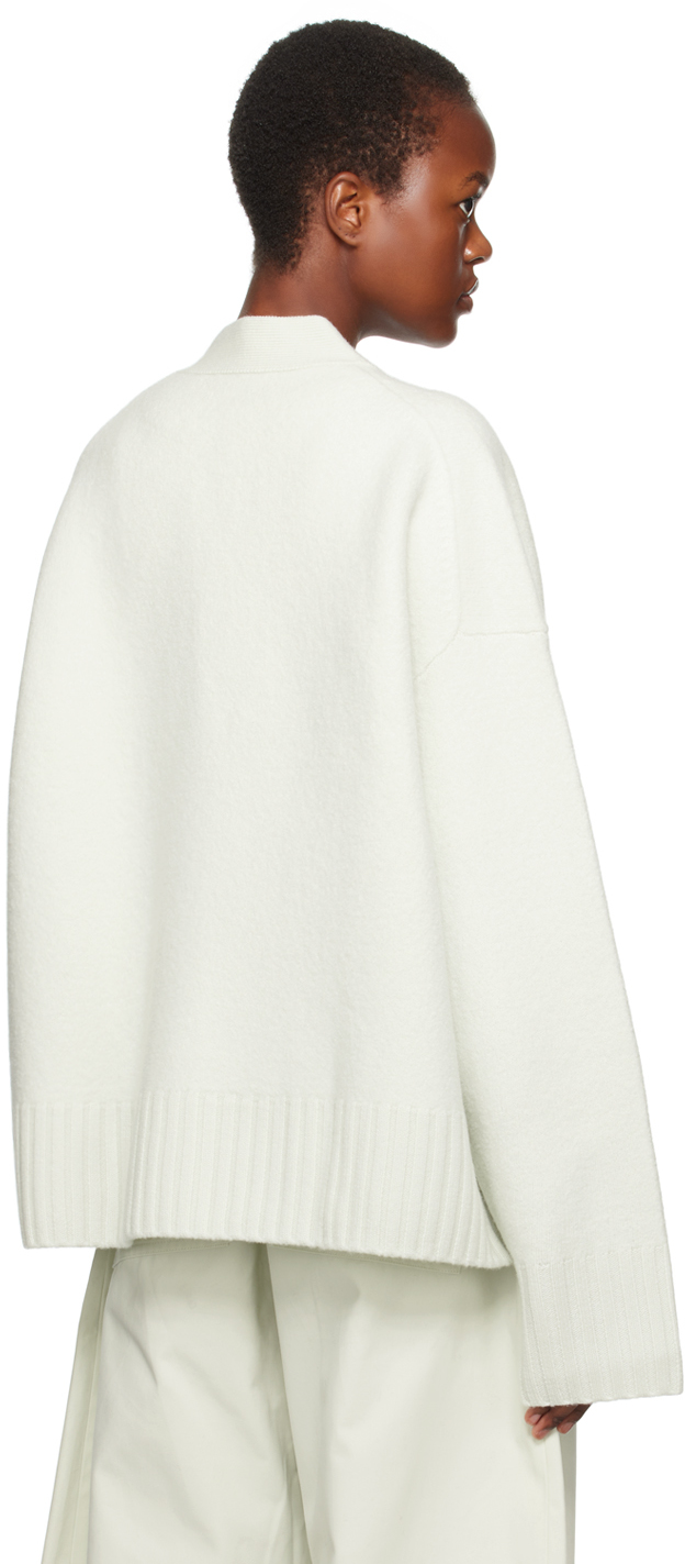 Studio Nicholson Sake V-neck Boiled-wool Cardigan In Waterlily