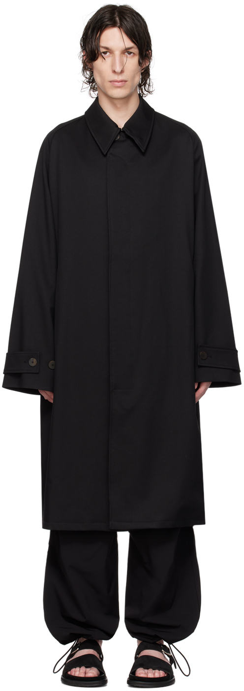 Black Buttoned Coat by Studio Nicholson on Sale