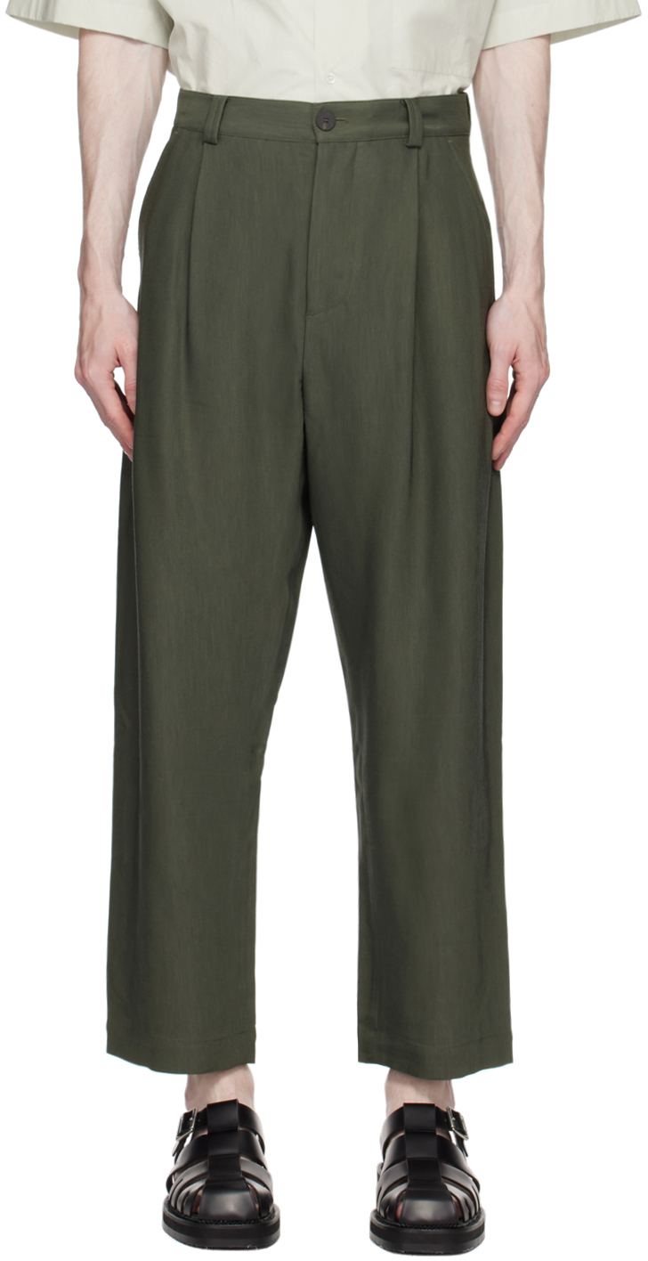 Studio Nicholson: Khaki Tuck Trousers | SSENSE