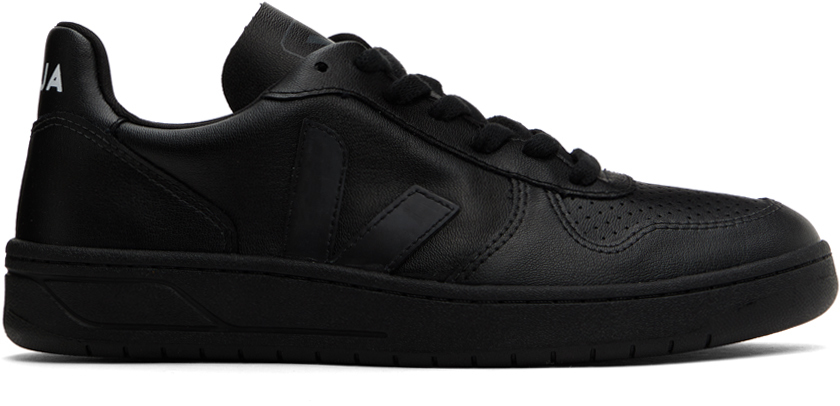 Shop Veja Black V-10 Sneakers In Black_black-sole