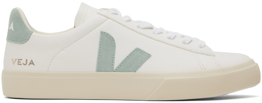 Veja White & Green Campo Sneakers In Extra-white_matcha