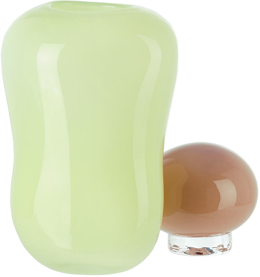 Helle Mardahl Pink & Yellow Bon Bon Medi Vase In Rhubarb & Pear