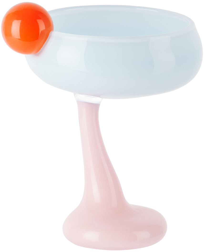 Helle Mardahl Pink & Blue Bon Bon With A Twist Cocktail Glass In Blue Jelly & Rose