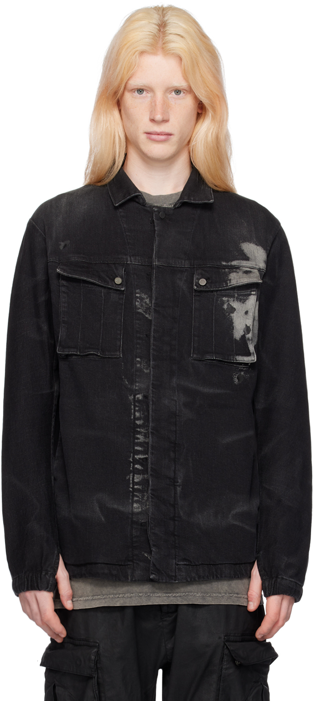 Shop Boris Bidjan Saberi Black Overshirt1.d Denim Jacket In Black Denim