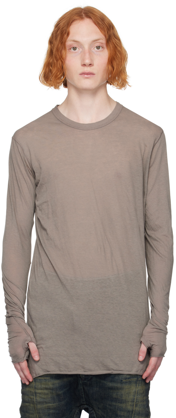 Boris Bidjan Saberi Gray Object-dyed Long Sleeve T-shirt In Carbon Grey