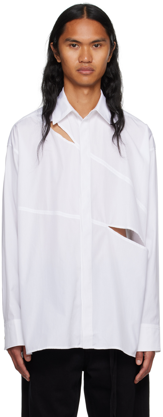 Shop Lgn Louis Gabriel Nouchi White Slashed Shirt In White 002
