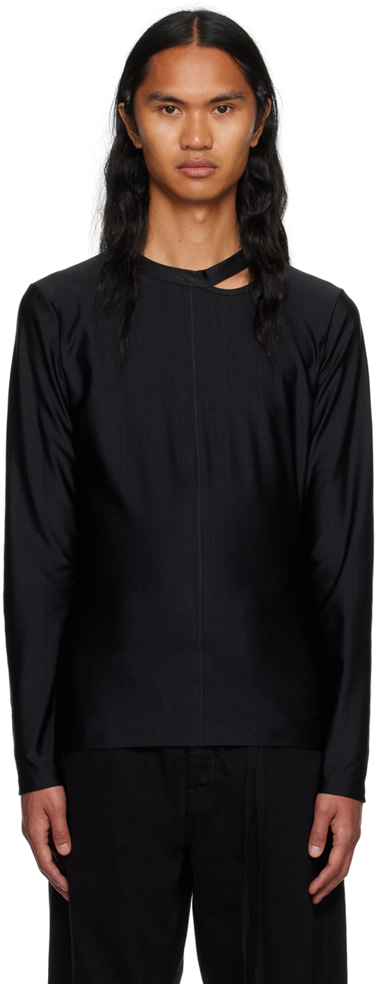 Lgn Louis Gabriel Nouchi Black Cutout Long Sleeve T-shirt In Black 001